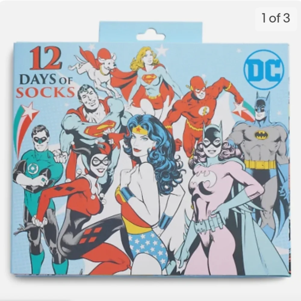 NIB DC Comics 12 Days of Socks Advent Calendar Womens,, sz 4-10